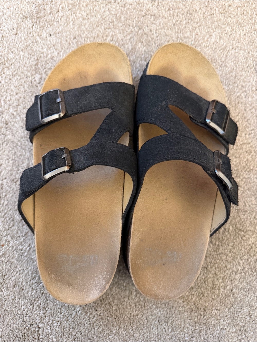 Dansko Black Suede Double Buckle Slide Sandals